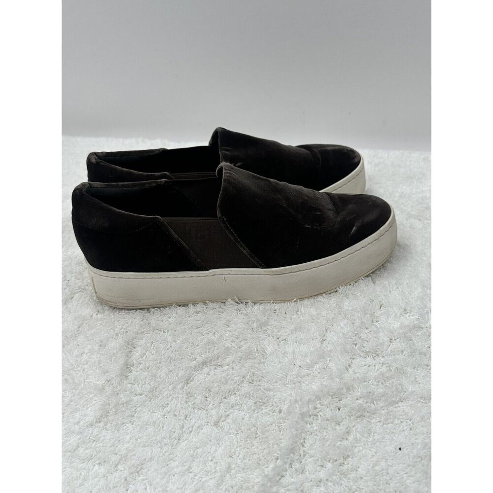Womens Size 8.5 Vince Warren Velvet Slip On Platform Sneaker Brown Low Top
